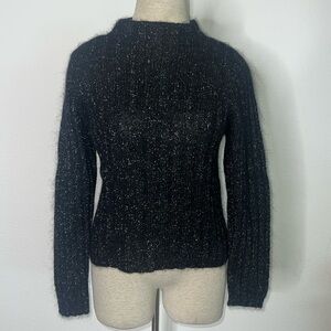 Horchow Mockneck Mohair Lambswool Blend Sparkly Sweater